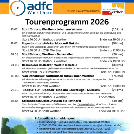 Die Termine für die Touren sind zu sehen.